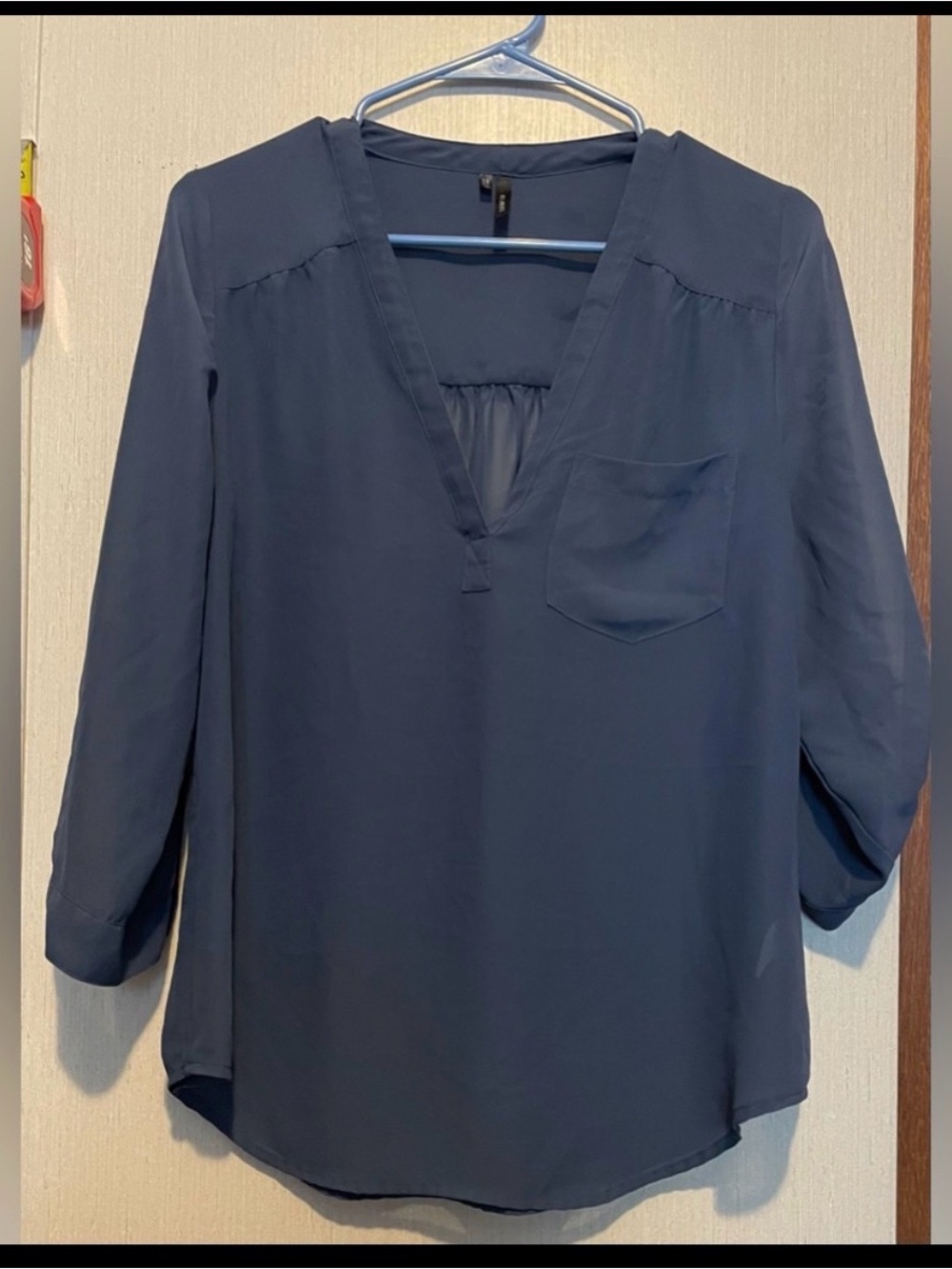 Maurices Navy Blue V-Neck Long Sleeve Blouse